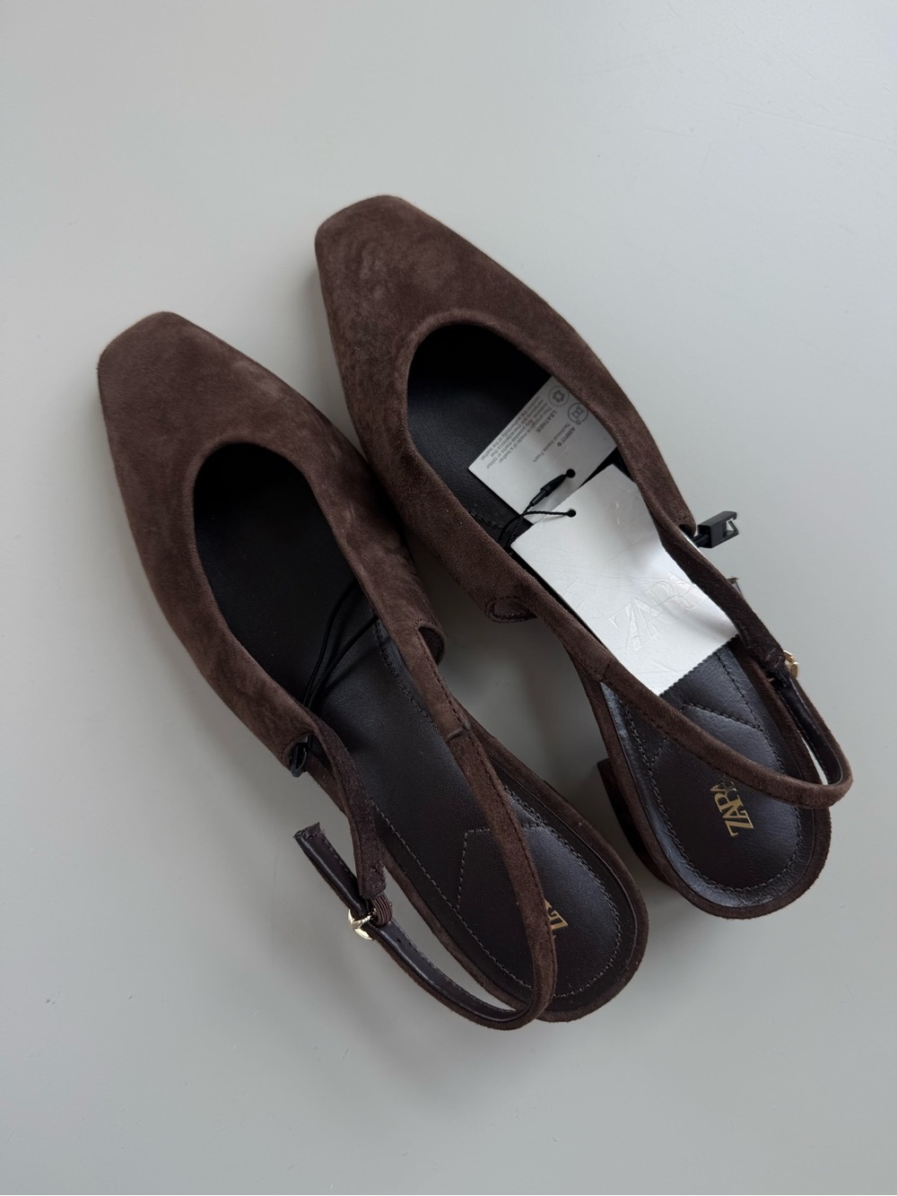 NWT Zara Suede Slingback Shoes Brown, US 8 - Picture 2 of 10